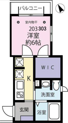 ハリントンテラス(1K/3階)の間取り写真