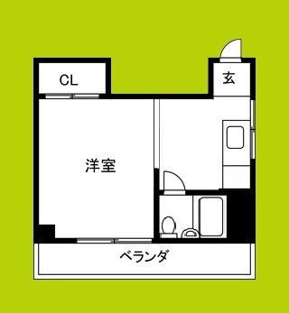 クリスタル高倉(ワンルーム/1階)の間取り写真