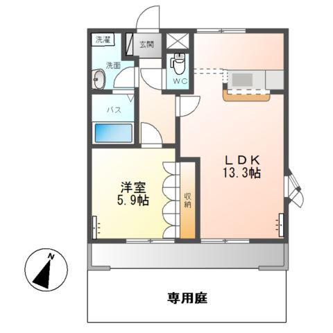 PURE STAGE(1LDK/1階)の間取り写真