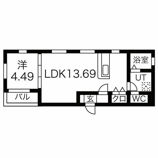 GCDヴィラ荒子(1LDK/1階)の間取り写真