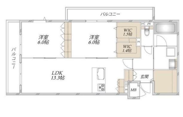 MILLE MERCIS(2LDK/2階)の間取り写真