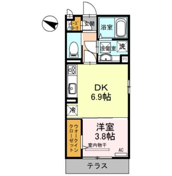 ボンシャンス薫風(1DK/1階)の間取り写真
