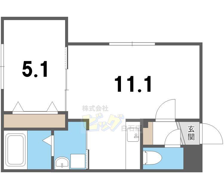 カヌレ菊水(1LDK/2階)の間取り写真