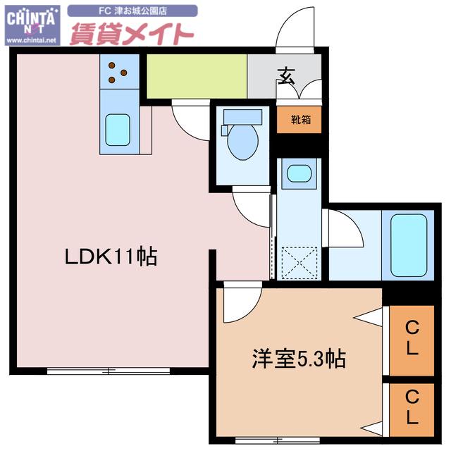 シャーメゾン 栄町(1LDK/1階)の間取り写真