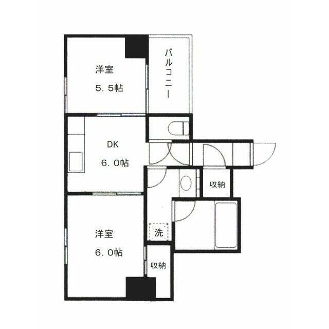 ホワイトアベニュー古谷 部屋番号503(2DK/5階)の間取り写真