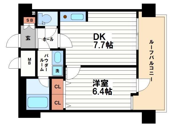 サムティー中之島公園南(1DK/9階)の間取り写真