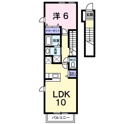 サニーグランツA(1LDK/2階)の間取り写真