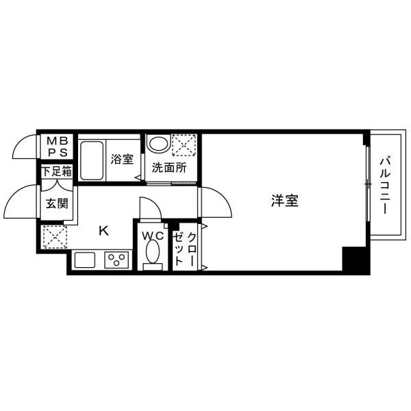 ステージ弥生マンション(1K/4階)の間取り写真