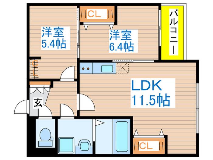 N・K・Aガーデンα(2LDK/3階)の間取り写真