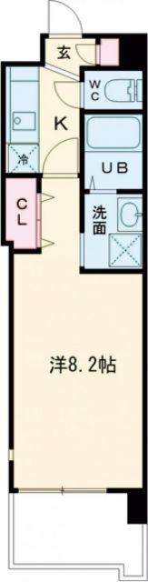 PREMIUM ARATA(1K/9階)の間取り写真