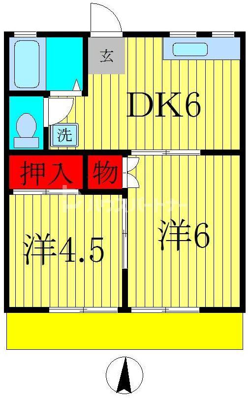 ハイツエミネンス(2DK/2階)の間取り写真