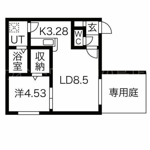 インフィニト平岸一条(1LDK/1階)の間取り写真