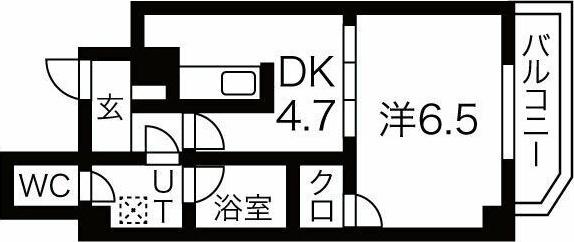 クレアートアドバンス北大阪(1DK/11階)の間取り写真