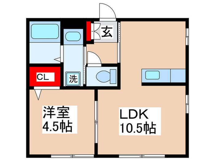 FRAGRANCE東青梅(1LDK/1階)の間取り写真