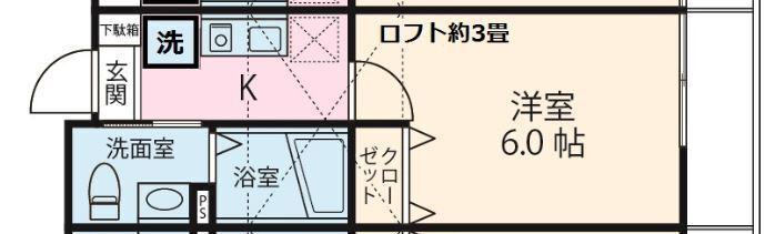 ピースコート登戸(1K/2階)の間取り写真