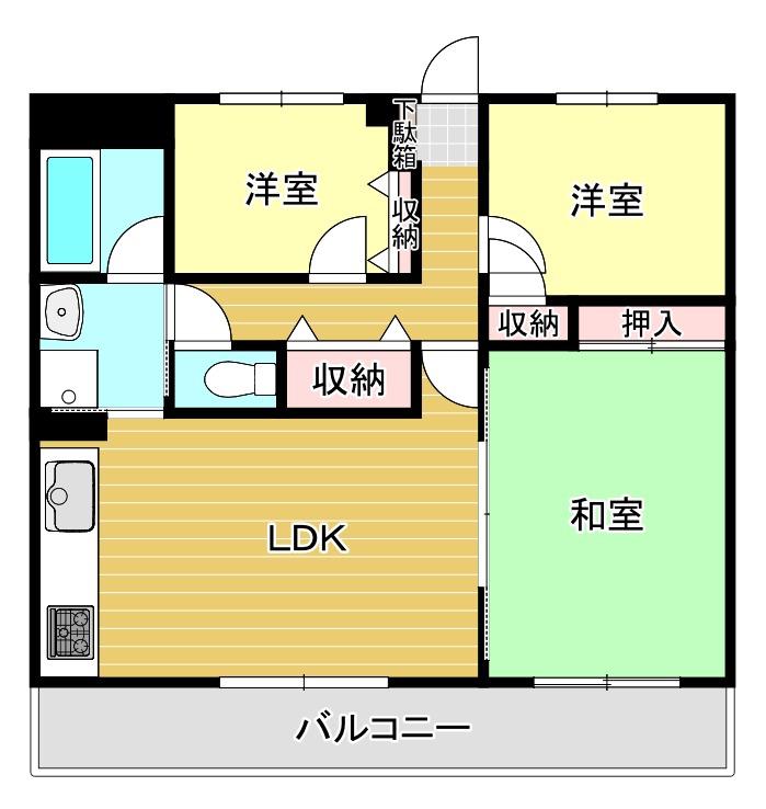 ルブラン薬院(3LDK/3階)の間取り写真