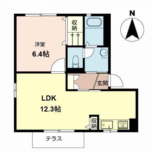 コンフォート津久野(1LDK/1階)の間取り写真
