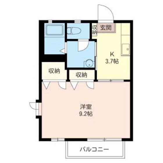 オークスアベニュー C棟(1K/2階)の間取り写真