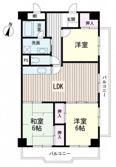 アームズ皆実(3LDK/7階)の間取り写真