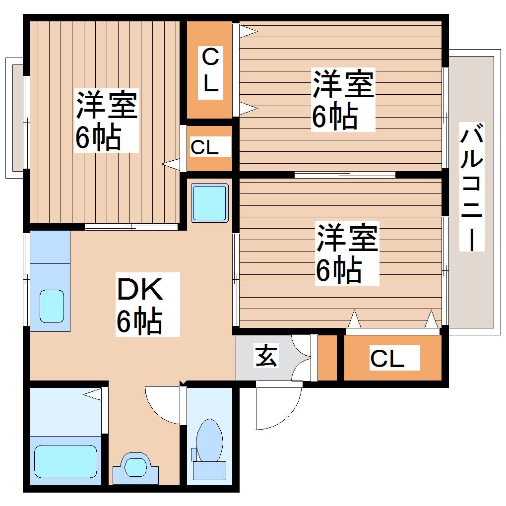 トゥインクルアイI(3DK/1階)の間取り写真
