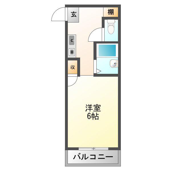 トレンディ岡野(1K/4階)の間取り写真