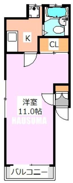 ポン シィプレ(1K/1階)の間取り写真