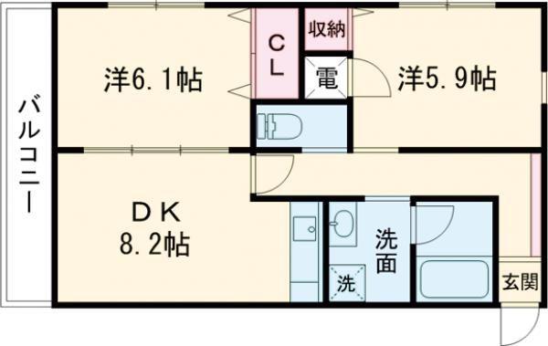 ストーンリバー(2LDK/2階)の間取り写真