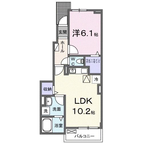 リビングフォレストT(1LDK/1階)の間取り写真