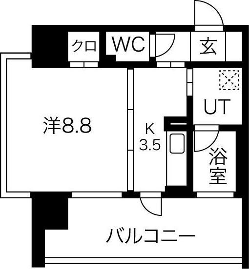さくらHILLS NAGOYA ウエスト(1DK/3階)の間取り写真