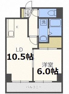 リバーライト菊水(1LDK/5階)の間取り写真