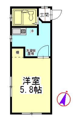 SOCIE池尻大橋(1K/2階)の間取り写真