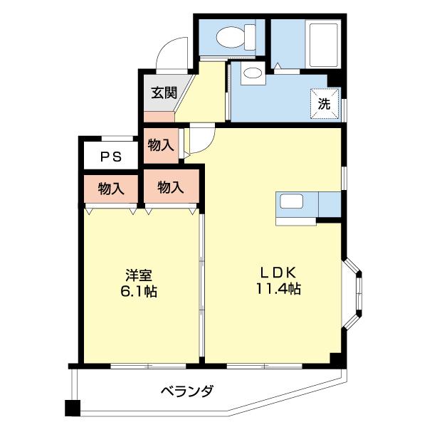 M・吹上(1LDK/4階)の間取り写真