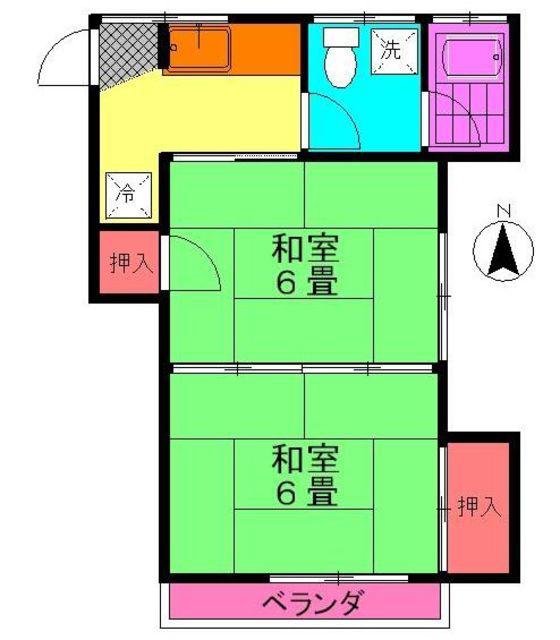 魚沢荘(2K/2階)の間取り写真