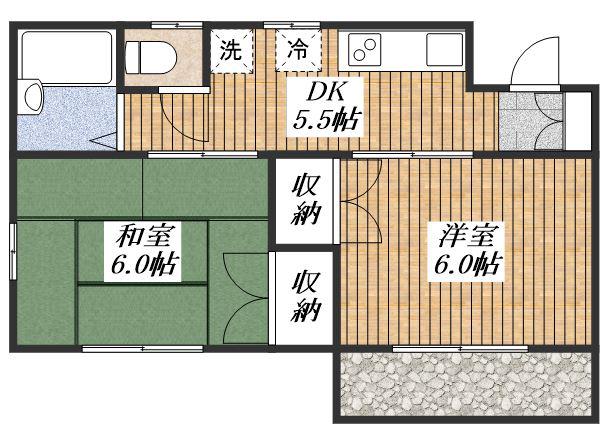 モンシャト-USUI(2DK/2階)の間取り写真