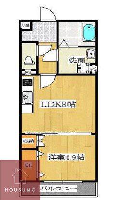 KTIレジデンス江坂(1LDK/1階)の間取り写真