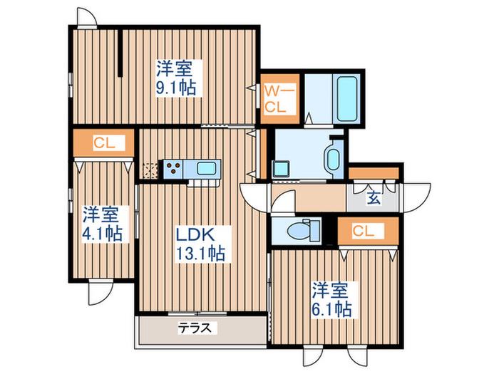 D-ROOM泉崎II(3LDK/1階)の間取り写真