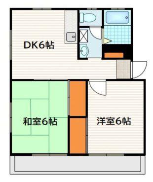 ラ・プラージュIII(2DK/2階)の間取り写真