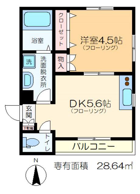 PONT PORTE B(1DK/1階)の間取り写真