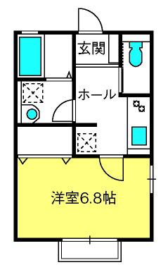 カトルグレーシ(1K/2階)の間取り写真