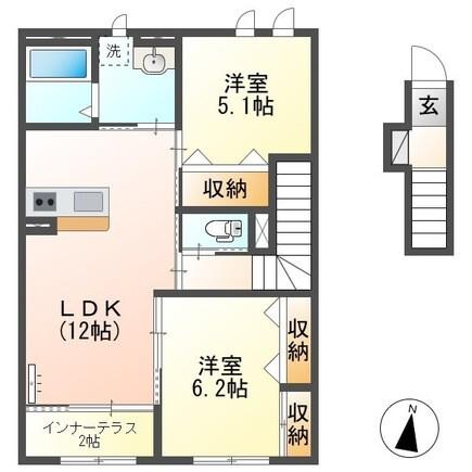 アーブル(2LDK/2階)の間取り写真