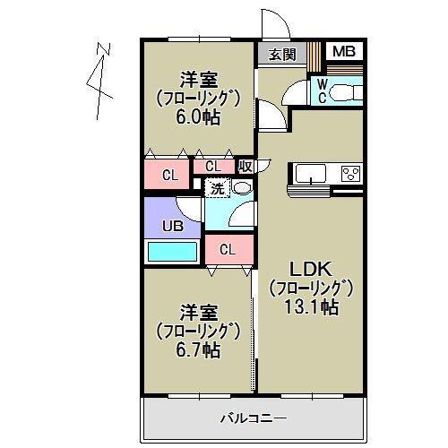 GARDEN VILLA(2LDK/3階)の間取り写真