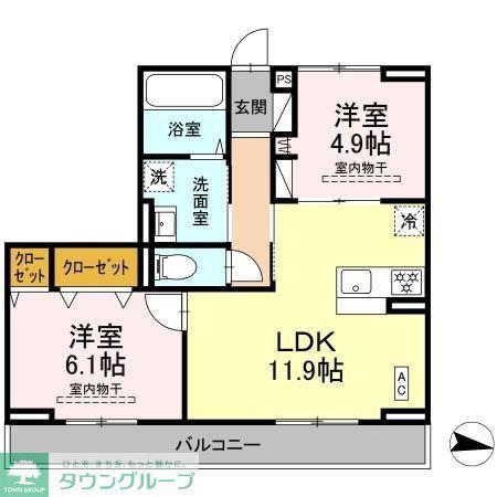 COSMET湘南平塚(2LDK/2階)の間取り写真