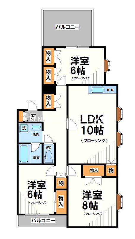 メゾンボヌール15(3LDK/3階)の間取り写真