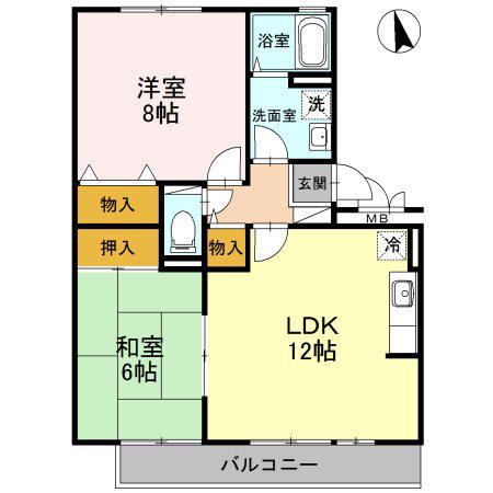 セジュール壹番館(2LDK/3階)の間取り写真