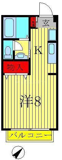 ランセ今谷C(ワンルーム/1階)の間取り写真