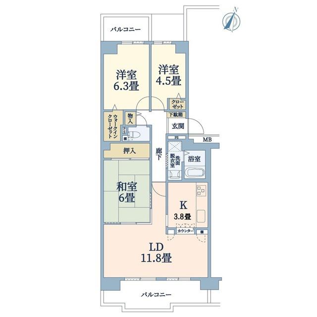 西神中央ウェステージ 参番館(3LDK/6階)の間取り写真