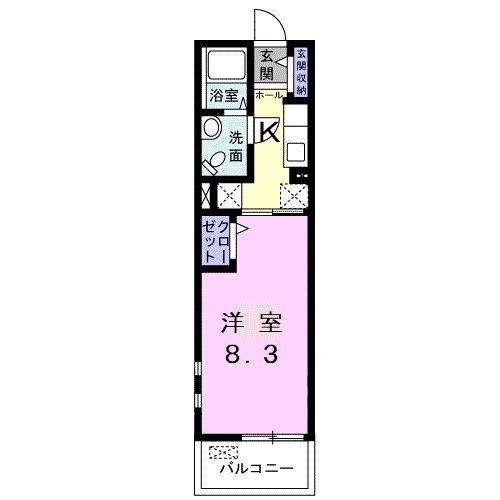 エターナル(1K/2階)の間取り写真