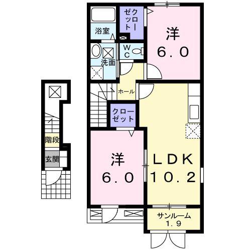 フラン・メゾン彩(2LDK/2階)の間取り写真