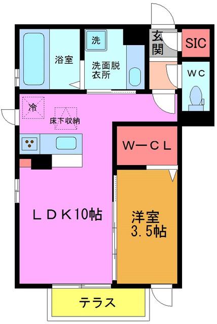ホワイトコーストピノ(1LDK/1階)の間取り写真