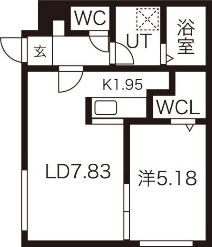 J-ECOA北27条(1LDK/1階)の間取り写真